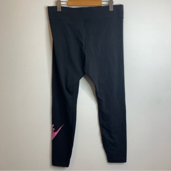 NIKE SPORTSWEAR WOMEN'S ESSENTIAL HIGH-RISE TIGHTS BLACK / PINK - Picture 7 of 10